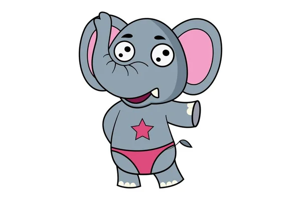 Ilustración Dibujos Animados Vectoriales Elefante Lindo Pie Aislado Sobre Fondo — Vector de stock