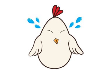 Sevimli tavuk vektör karikatür çizim ağlıyor. Beyaz arka plan üzerinde izole.
