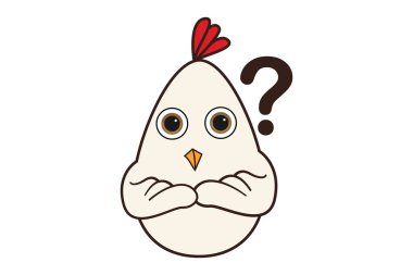 Sevimli tavuk vektör karikatür çizim karıştırılır. Beyaz arka plan üzerinde izole.