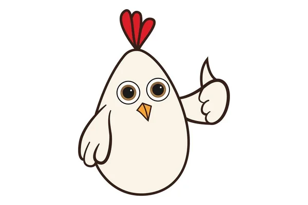 传染媒介动画片可爱的母鸡给大拇指标志 隔离在白色背景上 — 图库矢量图片