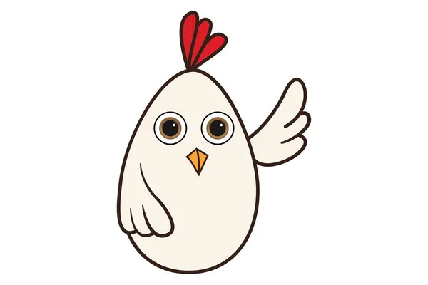 向量动画片例子可爱的母鸡打喜 隔离在白色背景上 — 图库矢量图片