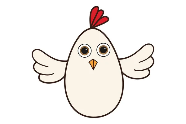 传染媒介动画片可爱的母鸡与开放的翼的例证 隔离在白色背景上 — 图库矢量图片