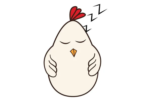 向量动画片可爱的母鸡的例证是睡觉的 隔离在白色背景上 — 图库矢量图片