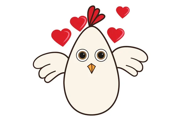 Vector Cartoon Illustration Cute Hen Love Isolated White Background — Stock Vector