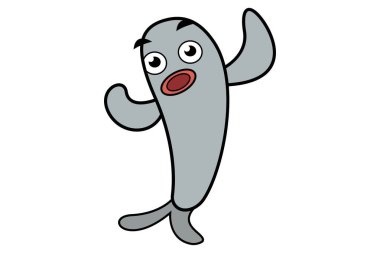 Vektör karikatür çizim dans balık. Beyaz arka plan üzerinde izole.