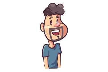 Vektör karikatür çizim mutlu adam. Beyaz arka plan üzerinde izole.