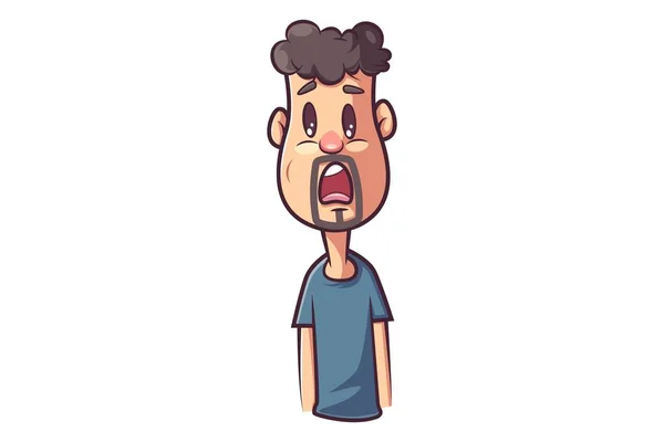 Vector Cartoon Illustration Man Open Mouth Expression Изолированный Белом Фоне — стоковый вектор