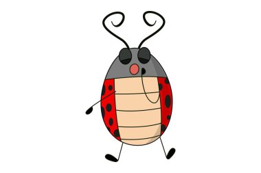 Uğur böceği vektör karikatür çizim. Beyaz arka plan üzerinde izole.