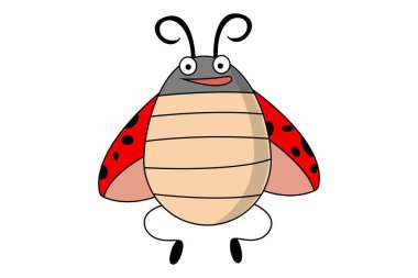 Uğur böceği uçan vektör karikatür çizim. Beyaz arka plan üzerinde izole.