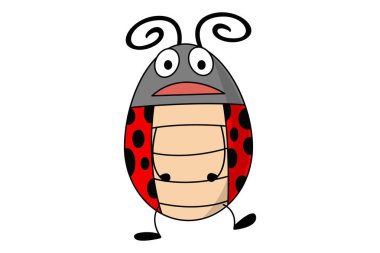 Yüzü gülen ile uğur böceği vektör Illustration. Beyaz arka plan üzerinde izole.