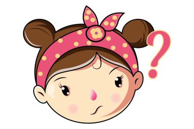 Sevimli kız vektör karikatür çizim karıştırılır. Beyaz arka plan üzerinde izole. 