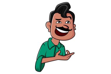 Vektör karikatür çizim gülen adam. Beyaz arka plan üzerinde izole.