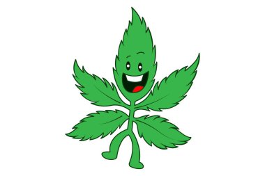 Esrar gülen çizgi film illüstrasyon vektör. Beyaz arka plan üzerinde izole.