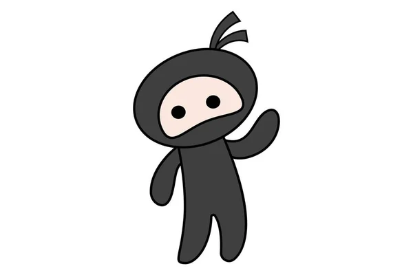 Vector Cartoon Illustration Cute Ninja Saying Hey Isolated White Background — Stock Vector
