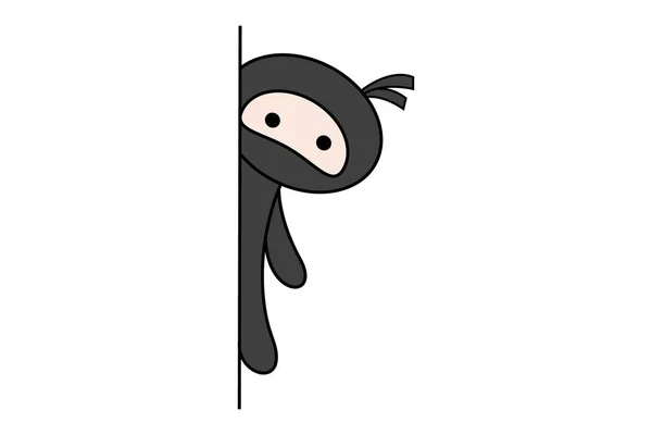Vector Cartoon Illustration Cute Ninja Seeing Hidden Isolated White Background — Stock Vector