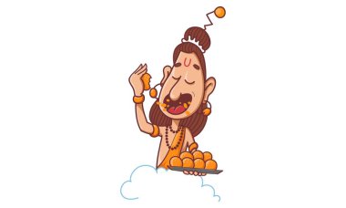 Laddo plaka yeme narada muni vektör karikatür çizim. Beyaz arka plan üzerinde izole.