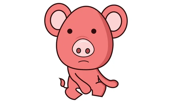 传染媒介动画片可爱的猪坐 隔离在白色背景上 — 图库矢量图片