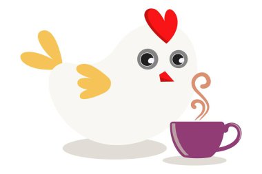 Vektör karikatür çizim Kupası ile şirin serçe. Beyaz arka plan üzerinde izole.