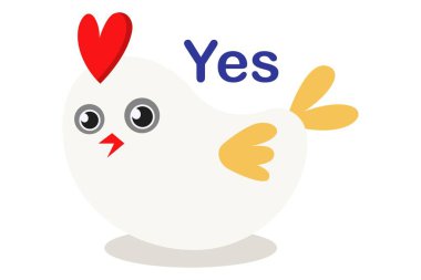 Vektör karikatür şirin serçe Evet demek Illustration. Beyaz arka plan üzerinde izole.