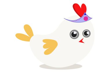 Şirin serçe taç giyen vektör karikatür çizim. Beyaz arka plan üzerinde izole.