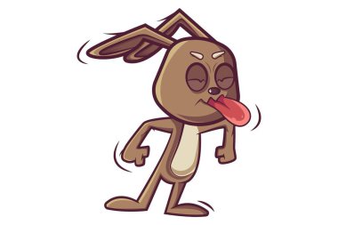 Sevimli tavşan dilini vektör karikatür çizim. Beyaz arka plan üzerinde izole.