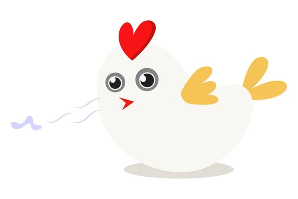 向量动画片可爱的麻雀心脏在头 隔离在白色背景上 — 图库矢量图片