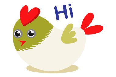 Vektör karikatür şirin kuş merhaba demek Illustration. Beyaz arka plan üzerinde izole.