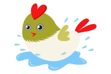 Vektör karikatür çizim şirin kuş suya atlama. Beyaz arka plan üzerinde izole.