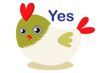 Evet diyerek şirin kuş vektör karikatür çizim. Beyaz arka plan üzerinde izole.