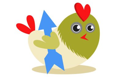 Vektör karikatür çizim ok ile şirin kuş. Beyaz arka plan üzerinde izole.