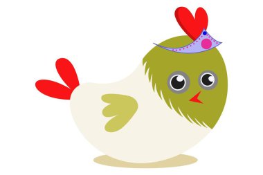 Vektör karikatür çizim taç giyen şirin kuş. Beyaz arka plan üzerinde izole.