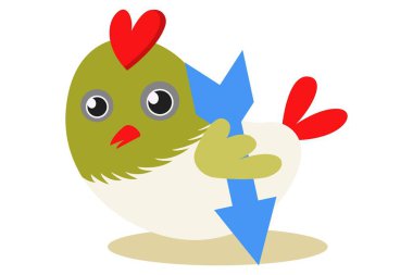 Vektör karikatür çizim ok ile şirin kuş. Beyaz arka plan üzerinde izole.