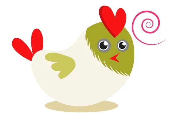 Vector Cartoon Illustration Cute Bird Heart Head Isolated White Background — Stock Vector