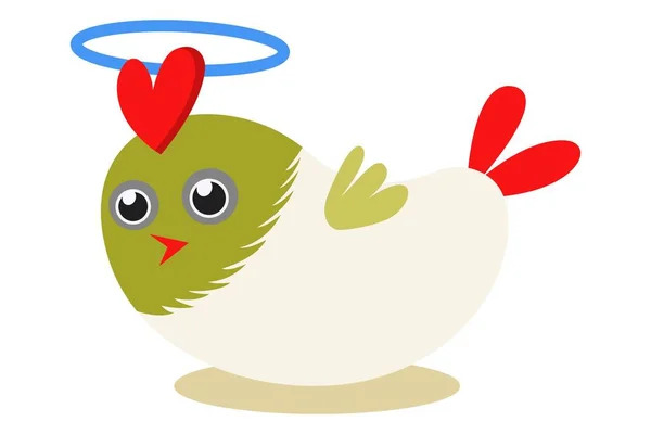 Illustrazione Del Cartone Animato Vettoriale Carino Anello Uccello Sulla Testa — Vettoriale Stock