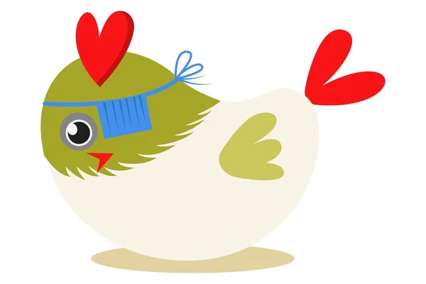 Illustrazione Del Cartone Animato Vettoriale Uccellino Carino Sta Nascondendo Suo — Vettoriale Stock