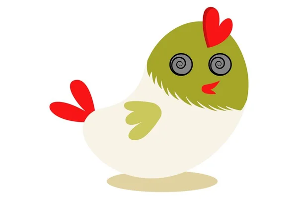 Illustrazione Del Cartone Animato Vettoriale Carino Espressione Occhi Uccello Isolato — Vettoriale Stock