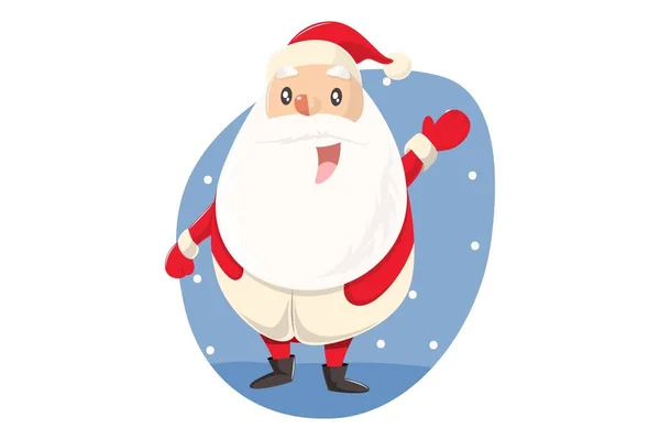 Vektor Cartoon Illustration Des Niedlichen Weihnachtsmannes Der Hallo Sagt Isoliert — Stockvektor