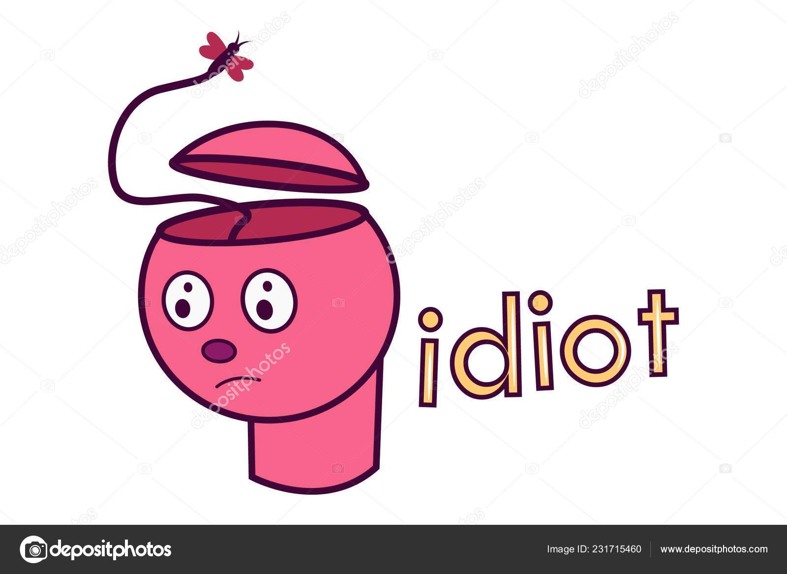 Vector Illustration Cartoon Pink Face's Open Head Lettering Idiot Isolated  Stock Vector by ©F1Digitals 231715460, image size:1600x1167