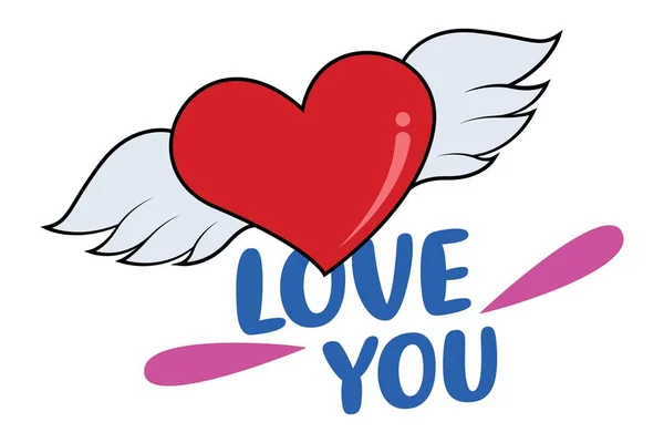 Καρδιά Φτερά Που Φέρουν Γράμματα Αγάπη Σας Κείμενο Εικονογράφηση Διάνυσμα — Διανυσματικό Αρχείο