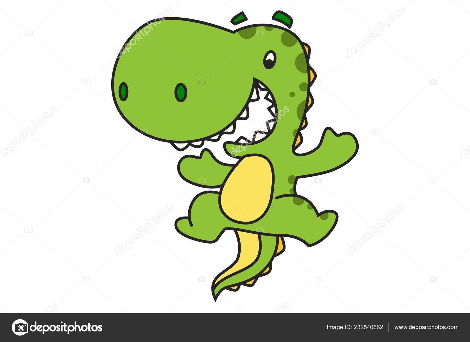 Vector Cartoon Illustration Cute Dinosaur Jumping Isolated White Background  Stock Vector by ©F1Digitals 232540662
