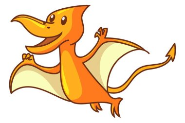 Sevimli pteranodon dinozor uçan vektör karikatür çizim. Beyaz arka plan üzerinde izole.