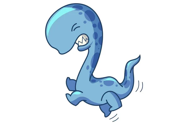传染媒介动画片可爱的蓝色恐龙例证 隔离在白色背景上 — 图库矢量图片