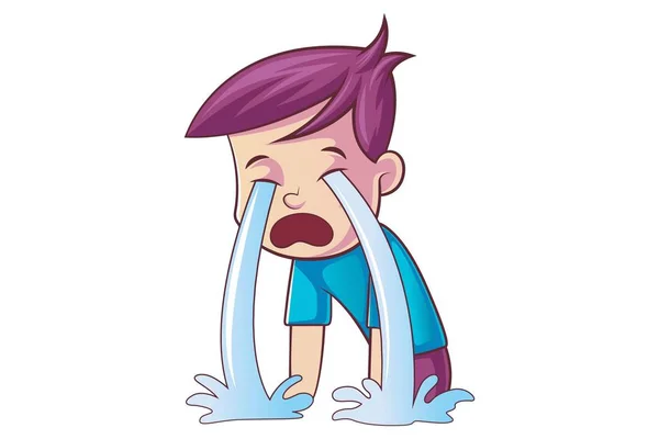 向量动画片例子哭泣的可爱的男孩 隔离在白色背景上 — 图库矢量图片