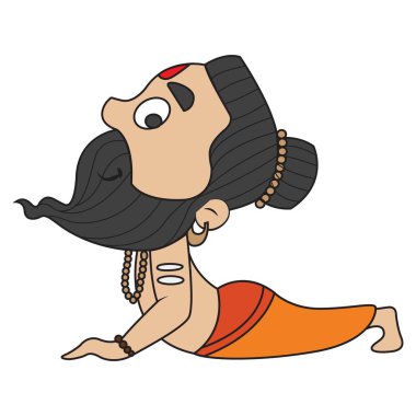 Vector cartoon illustration of cute Baba Ramdev. Isolated on white background. clipart