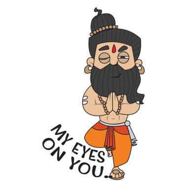 Vektör karikatür Şirin Baba Ramdev gözlerimi demek Illustration. Beyaz arka plan üzerinde izole.