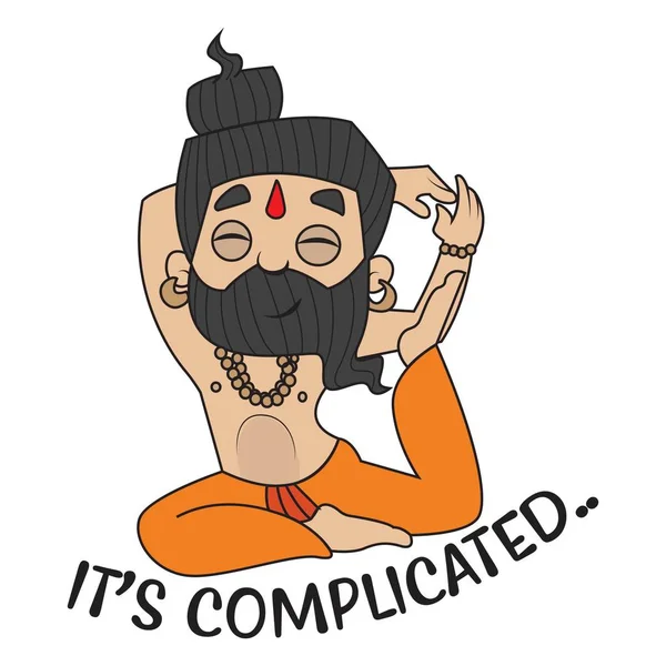 Şirin Baba Ramdev söyleyerek vektör karikatür çizim karmaşık bir durum. Beyaz arka plan üzerinde izole.