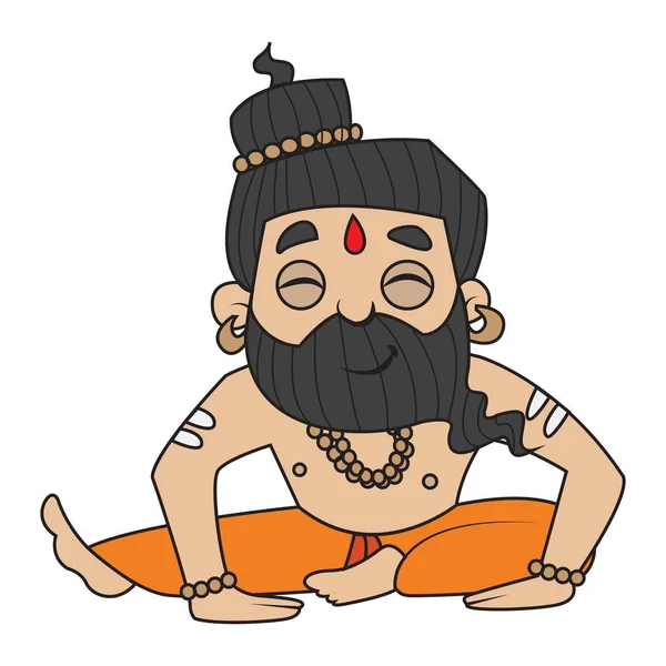 Desenho Animado Vetorial Ilustração Bonito Baba Ramdev Isolado Sobre Fundo — Vetor de Stock