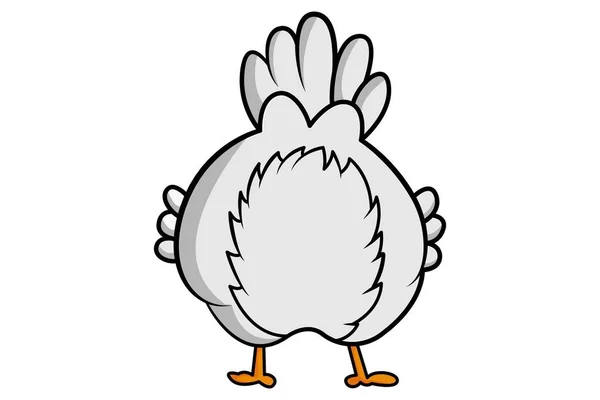 向量动画片可爱的母鸡背面姿势例证 隔离在白色背景上 — 图库矢量图片