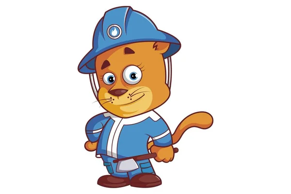 Illustration Vectorielle Personnage Lionne Des Pompiers Isolé Sur Fond Blanc — Image vectorielle