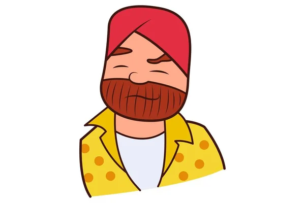 Vector Cartoon Illustration Punjabi Sardar Man Unhappy Isolated White Background — Stock Vector